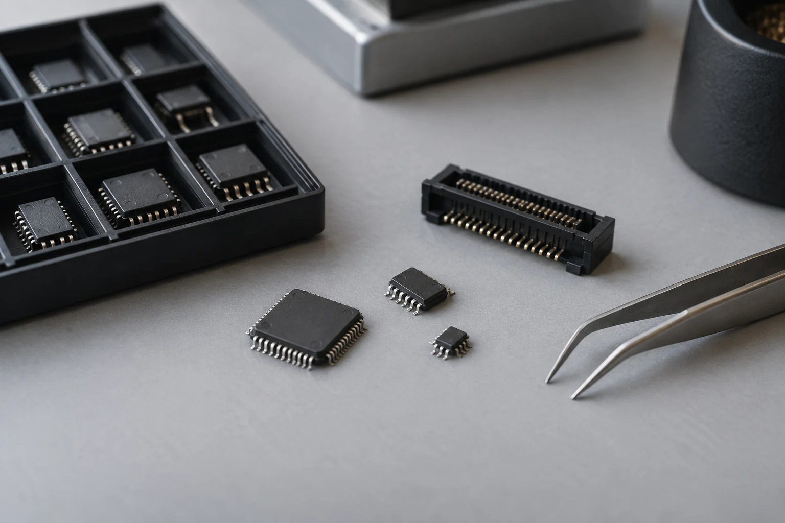 Illustration of an electronic component assembly workstation