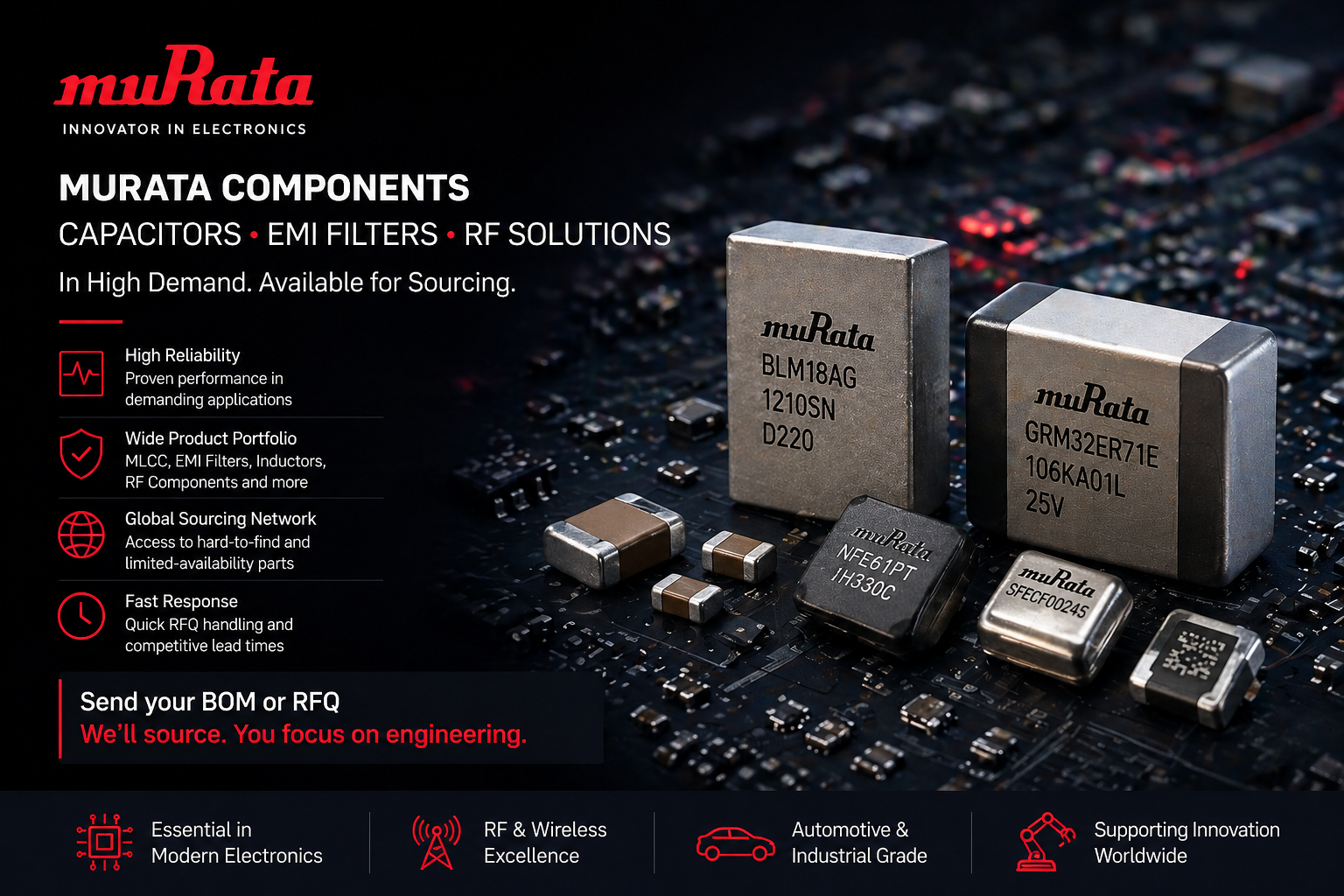 Murata Components in High Demand — Capacitors, Filters and RF Solutions Available for Sourcing